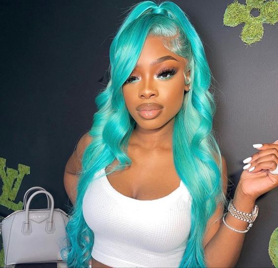 Turquoise blue lace wig body wave