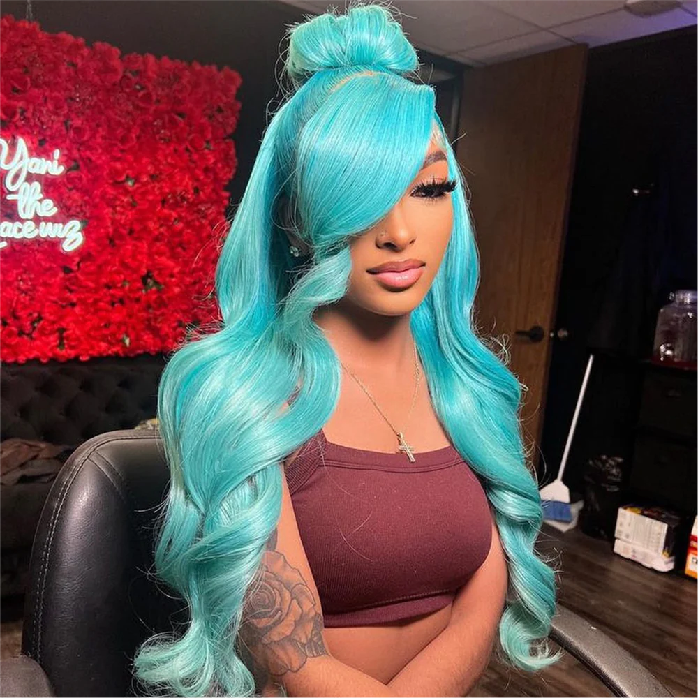 Turquoise blue lace wig body wave