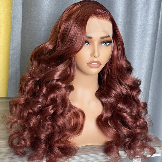 Body Wave Hair wig red brown auburn color