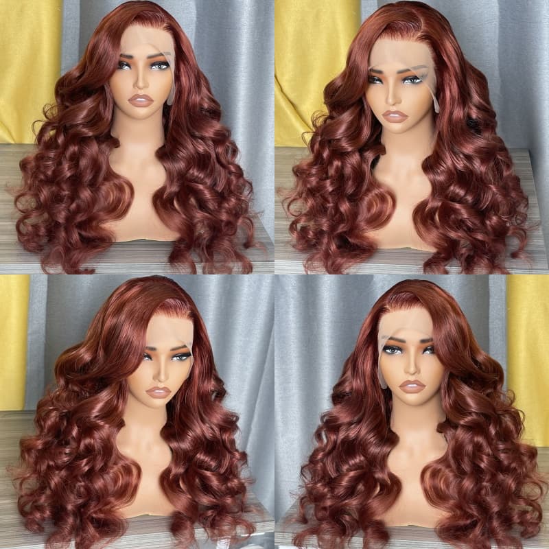 Body Wave Hair wig red brown auburn color