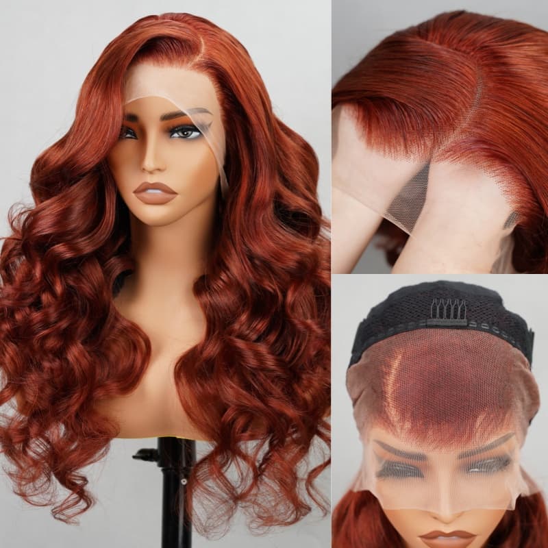 Body Wave Hair wig red brown auburn color