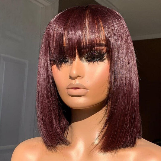 Burgundy Colored Straight Bob Wig